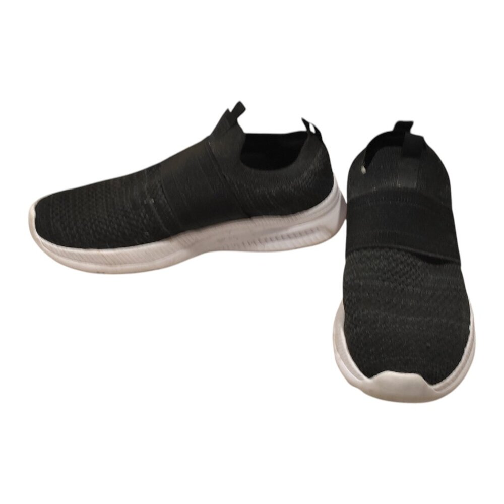 Athletic Works Men's Banded Jogger Slip-On Sneakers Black Knit Size 7.5W Wide